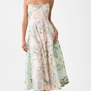 Camilla corset dress with long flared skirt